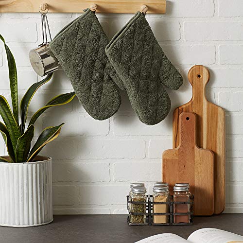 DII Basic Terry Collection 100% Cotton Quilted, Oven Mitt, Artichoke, 2 Piece - color: Artichoke, size: Oven Mitt