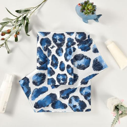 Bath Towel Sets for Bathroom Hand Towels Fingertip Towels Blue White Leopard Decorative Soft Cotton Absorbent 3 Piece