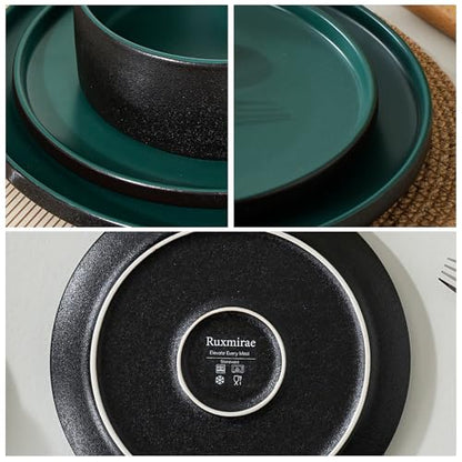 Salads & Desserts Plates, Set of 4, 8-Inch, Matte Green | Matte Glaze Stoneware Plate, Microwave Safe, Dishwasher Safe - color: Green, size: Salad Plates Set (4PCS)