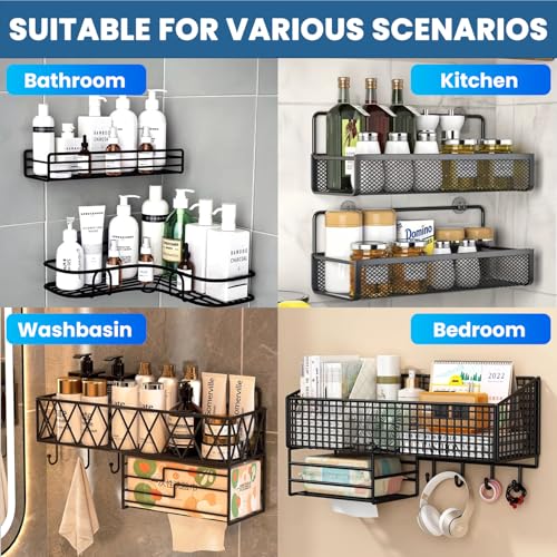2 Pack Shower Caddy Adhesive Replacement, Shower Shelf Strong Adhesive Hooks, No Drilling, Transparent WaterProof Strips for Bathroom Shelves & Kitchen Racks - color: 2 Pack Triple Hooks