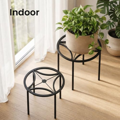 TOSKING 5-Pack Fully Assembled Heavy Duty Metal Plant Stands – Layered Indoor/Outdoor Display, Original Modern Geometric Flower Holder with Multiple Height Options, Rustproof, Adjustable Feet, 150-220 LBS Capacity, Sturdy & Durable for Outdoor, No Install