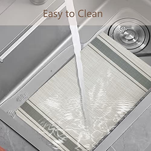 DACHUI Placemats Set of 6, Heat Resistant, Washable Woven Vinyl Place Mats - color: Grey Stripes, size: 6PCS