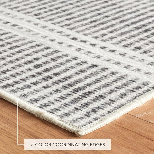 Dash & Albert Malta Grey Striped Washable Runner Rug, 2'6"x8' - color: Grey, size: 2'6" x 8' (Runner)