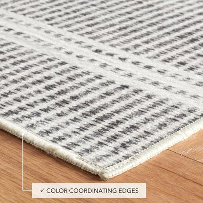 Dash & Albert Malta Grey Striped Washable Runner Rug, 2'6"x8' - color: Grey, size: 2'6" x 8' (Runner)