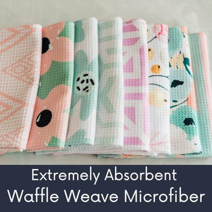 Kitchen Towels, Dish Towels for Kitchen, 3 Pc Kitchen Towel Set | Microfiber Waffle Towels, 16 x 26 inches, with Hanging Loops, Reusable Tea Towels, Cute Kitchen Towels - 3 Pack - color: Aqua