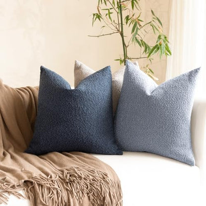 12x20 Boucle Lumbar Pillow Covers, Set of 2, Light Blue - color: Light Blue, size: 20" x 12" (Pack of 2)