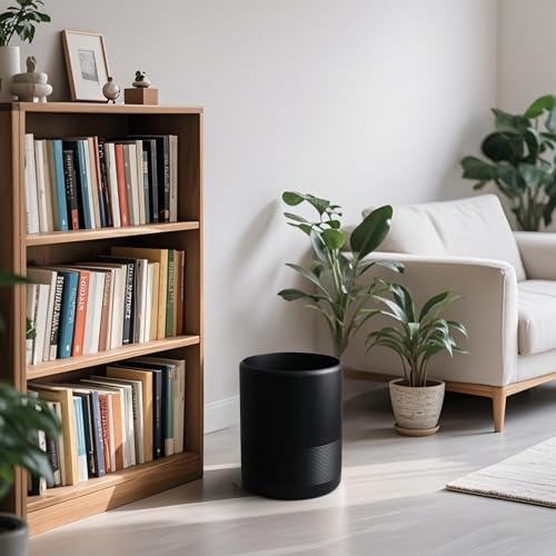 YMXYJM Resin Trash Can, Modern Round Wastebasket, 2 Gallon,Black | Modern resin trash can with 2-gallon capacity, sturdy base, and open-top design for bathroom, kitchen, office, and home - color: Black