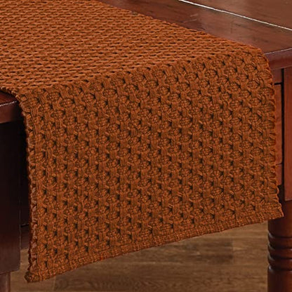 Park Designs Chadwick Table Runner, Terracotta Braided | 13" x 36" | Hand-Loomed Yarn | Honeycomb Weave | Farmhouse Table Decor - color: Terracotta