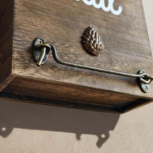 eBun Narrow Wood Mail Holder | Wall Mount, No-Drill Magnetic, Vertical Letter Slot, Entryway Decor - color: 1-pack Letters No Key Holder