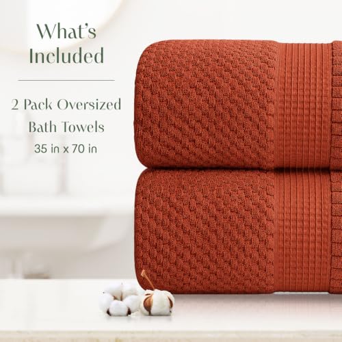2 Pack Oversized Bath Towels 100% Cotton | Clay Towels | Oeko‑TEX Standard 100 | Soft & Absorbent, Quick‑Dry | Trinity Collection - Baked Clay - color: Baked Clay, size: Oversized Bath Towels (2 Pack)