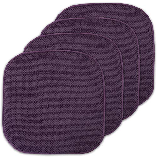 Sweet Home Collection Cushion Memory Foam Chair Pads Honeycomb Nonslip Back Seat Cover 16" x 16" 4 Pack Eggplant Purple - color: Eggplant Purple, size: 4 Pack