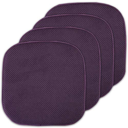Sweet Home Collection Cushion Memory Foam Chair Pads Honeycomb Nonslip Back Seat Cover 16" x 16" 4 Pack Eggplant Purple - color: Eggplant Purple, size: 4 Pack