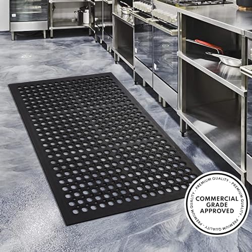 A1 Home Collections Anti Fatigue Mat, 0.6" Thick Heavy Duty Rubber Floor Mat with Drainage Holes - Non-Slip Kitchen, Bar & Restaurant Mat, 32x47 in - size: 47"L x 32"W x 0.6"Th