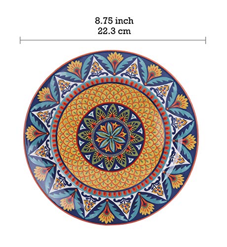 Bico Havana Salad Plates Set of 4, 8.75 Inch Ceramic Dessert Plates for Salad, Appetizer, Side Dishes, Microwave and Dishwasher Safe, Gift for Housewarming and Thanksgiving - color: Havana