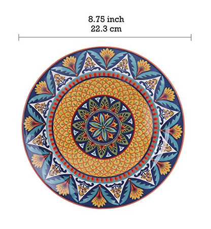 Bico Havana Salad Plates Set of 4, 8.75 Inch Ceramic Dessert Plates for Salad, Appetizer, Side Dishes, Microwave and Dishwasher Safe, Gift for Housewarming and Thanksgiving - color: Havana
