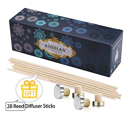 HOSSIAN 150ml/50oz 2 Clear Glass Bottles 2 Glossy Black Bottles Fragrance Diffuser Empty Bottle with 28pcs Reed Sticks for Home Fragrance Accessories (Clear+Black) - color: Clear+black
