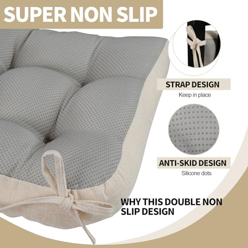 BUYUE Chair Cushion Set for Rocking Chair, Back Pillow & Seat Cushion with Ties, Original Woven Fabric Non-Slip Chair Pads for Elderly Sitting, Beige - color: Beige