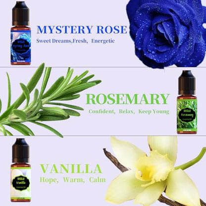 Flower Essential Oils Set for Home,Fragrance Oil Scented Oils for Diffusers-Cherry Blossom, Mystery Rose, Rosemary, Vanilla, Lavender, Luxury Violet,6x10mL - color: Flower