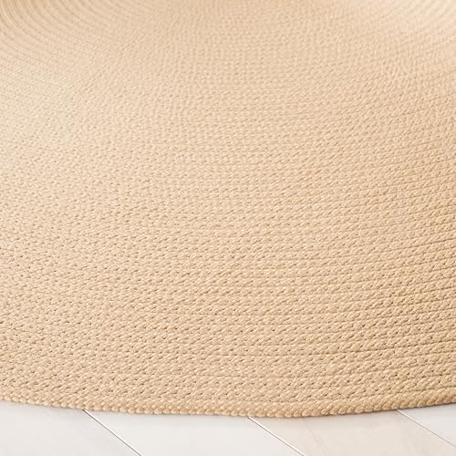 SAFAVIEH Braided Collection Area Rug - 4' Round, Beige, Handmade Country Farmhouse, Ideal for High Traffic Areas in Living Room, Bedroom (BRD402B) - color: Beige, size: 4' (Round)