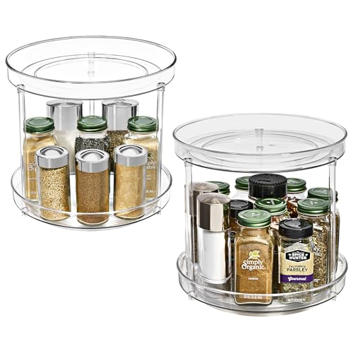 Sorbus 9 Inch 2 Tier Clear Lazy Susan Organizer, Turntable Organizer for Spice Organization for Cabinet, Lazy Susan Turntable for Kitchen, Home, Office, Closet, Laundry Room Organization (2 Pack) - size: 2 Tiered 2 Pack