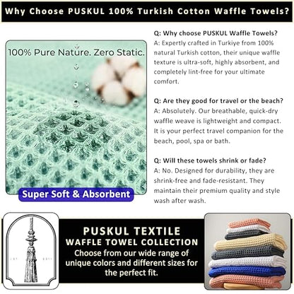 PÜSKÜL 2-Piece Natural 100% Turkish Cotton Waffle Bath Towels Extra-Large | Mustard, 32x63" Bath Sheet Towel, Light Soft Absorbent Quick-Dry Lint-Free Premium Honeycomb Weave Oeko-Tex Made in Turkiye - color: Mustrad Yellow