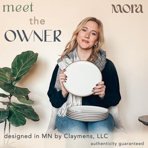 Mora Ceramic Dinner Plates Set of 6, 10 inch Dish Set - Microwave, Oven, and Dishwasher Safe, Scratch Resistant, Modern Rustic Dinnerware- Kitchen Porcelain Serving Dishes - Vanilla White - color: Vanilla White