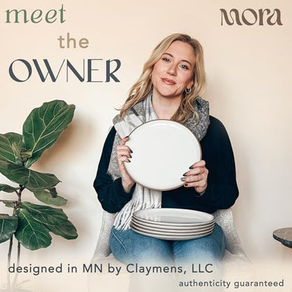 Mora Ceramic Dinner Plates Set of 6, 10 inch Dish Set - Microwave, Oven, and Dishwasher Safe, Scratch Resistant, Modern Rustic Dinnerware- Kitchen Porcelain Serving Dishes - Vanilla White - color: Vanilla White