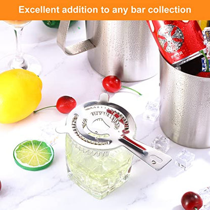 16 Pcs Bar Bartender Strainer Stainless Cocktail Strainers | 5.5 Inch Steel Silver Shaker Ice Bar Shelf for Hawthorne Bartenders Mixologists Drinking Water Filtering
