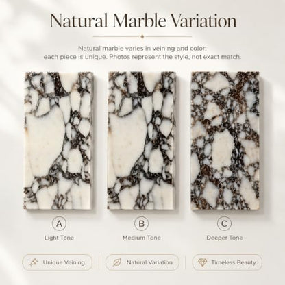 Natural Calacatta Viola Marble Vanity Tray, 8 x 4 Inch | Natural marble for perfume, soap dispensers, jewelry, keys and candles; compact flat rimless tray, one piece included - color: Calacatta Viola