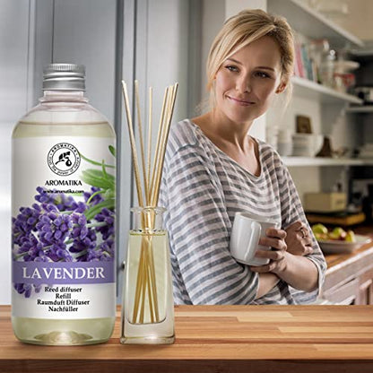 Lavender Reed Diffuser Refill 17 Fl Oz - 500ml - Lavanda Refill - Wardrobe Freshener - Home Fragrance Oil - Air Freshener - Aromatherapy - Essential Lavender Oil Diffuser - Diffuser Refill