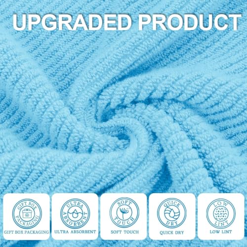 VOOVA & MOVAS 3PC Towel Set, 100% Cotton, Ocean Blue | 1 Large Bath 30x56 In, 1 Hand 18x28 In, 1 Wash Cloth 13x13 In, Quick Dry, Soft, Thick, Bathroom Essentials - color: Ocean City Blue, size: 3 PC Bathroom Towel Set