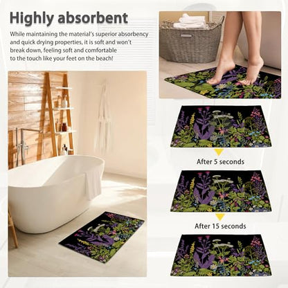 SPUNKER Herbs and Wild Flowers Welcome Mat - Indoor/Outdoor, Low-Profile Floor Rug, 17''x30'' - color: Herbs and Wild Flowers