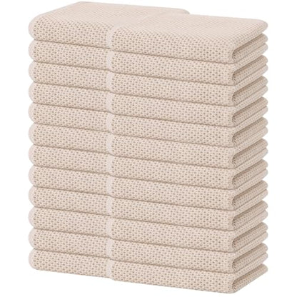Homaxy 100% Cotton Waffle Weave Kitchen Dish Towels 24-Pack, Beige | 13 x 28 Inches, Ultra Soft Absorbent Dish Towels, Quick Drying Cleaning Towels - color: Beige, size: 13 X 28 - 24 Pack