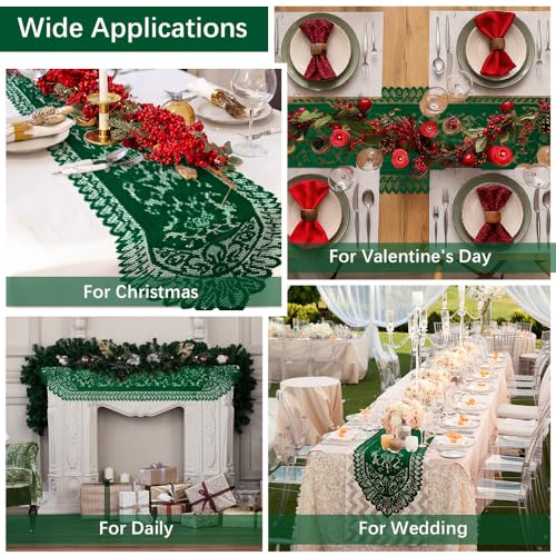St Patricks Day Table Runner Green Lace Table Runner Farmhouse Table Runners Dresser Scarf Cotton Woven Coffee Table Runners Rectangular Laces Doilies for Wedding Kitchen Dining Table Home Decor - size: 13 x 59 Inch, style: Green