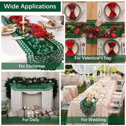St Patricks Day Table Runner Green Lace Table Runner Farmhouse Table Runners Dresser Scarf Cotton Woven Coffee Table Runners Rectangular Laces Doilies for Wedding Kitchen Dining Table Home Decor - size: 13 x 59 Inch, style: Green