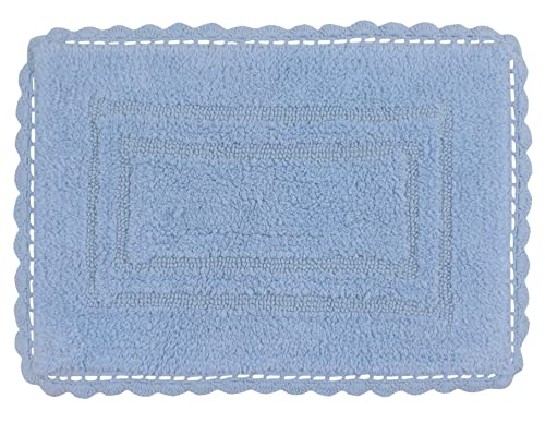 Home Weavers Casual Elegance Reversible Bathmat 100% Cotton Bathroom Rugs Set, Washable Rug, Extra Soft and Absorbent Bath Rug, Kitchen Mat, Bath Mat Set, Non Slip Mat, 17"x24" Rectangle, Blue - color: Blue, size: 1'5" x 2' (Rectangular)