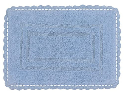 Home Weavers Casual Elegance Reversible Bathmat 100% Cotton Bathroom Rugs Set, Washable Rug, Extra Soft and Absorbent Bath Rug, Kitchen Mat, Bath Mat Set, Non Slip Mat, 17"x24" Rectangle, Blue - color: Blue, size: 1'5" x 2' (Rectangular)