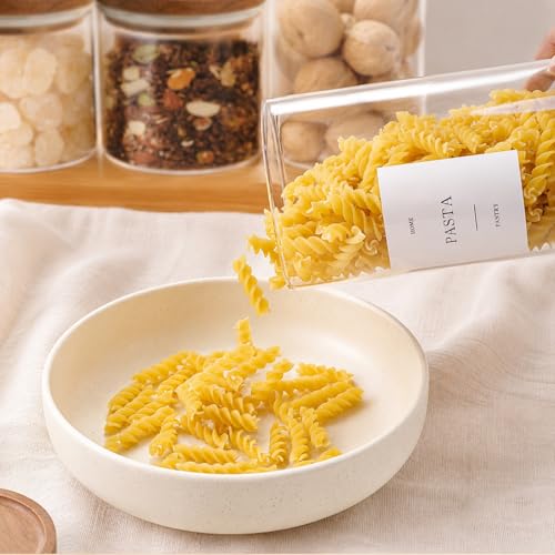 6 Pack Glass Jars with Acacia Lids, 21oz Pantry Airtight Storage Containers | Glass Kitchen Canisters with 105 Labels, Food Storage Containers for Pantry with Wood Lids for Coffee, Tea, Sugar, Spice - size: 21oz 6 Pack