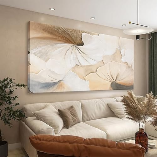 Suconvng Canvas Art Wall Decor Modern Minimalist Wall Decor Abstract Flower Paintings Brown White Flower Wall Art Prints Floral Art Pictures For Bedroom Kitchen Office Artwork 20"×40" - color: grey brown, size: 40"L x 20"W