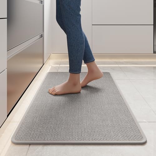 Kitchen Rugs Kitchen Mats for Floor Non Slip Washable Gray 17"x30" | Super Absorbent Woven Rubber Backing Washable Kitchen Floor Mat Sink Mat Runner Rugs Front of Sink, Easy Clean - color: A- Gray, size: 17"x30"