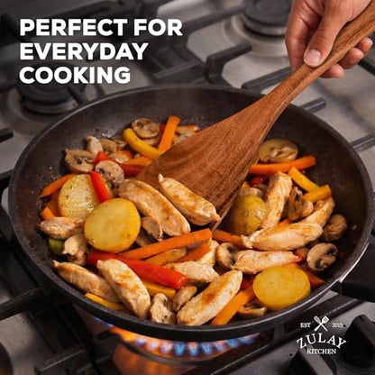 Zulay Kitchen 10-Piece Wooden Spoons for Cooking - Smooth Finish Teak Wooden Utensils for Cooking - Soft Comfort-Grip Wood Spoons for Cooking - Non-Stick Wooden Cooking Utensils - Wooden Spoon Sets - size: 10 Piece
