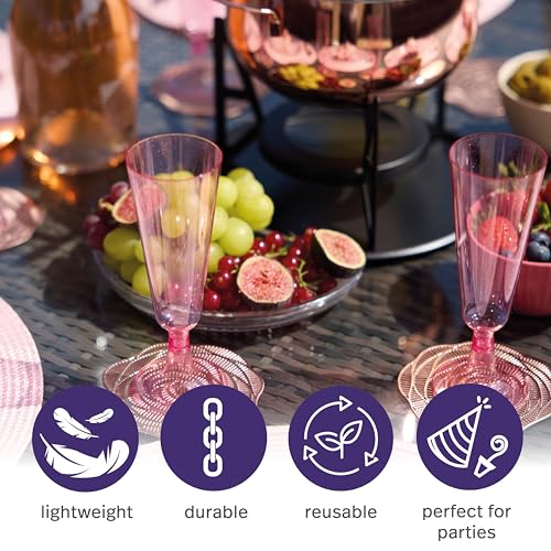 MATANA 50 Glitter Pink Champagne Flutes Plastic Champagne Glasses 5 oz, Reusable Pink Plastic Wine Glasses, Copas De Plastico Para Brindis, Toasting Glasses for Wedding, Bridal Shower, Girl's Party - color: Pink Glitter, size: 50 Pack