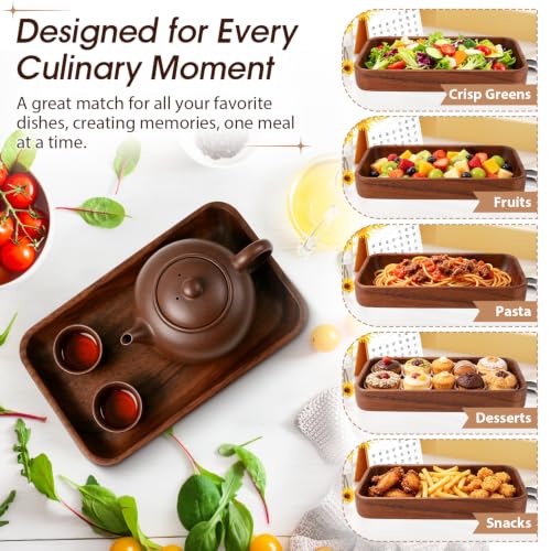 Wooden Salad Bowl, Rectangular Rustic Server | Dough & Fruit & Bread Serving Dish | Entryway Key Catch Tray | Multipurpose (Rectangular) - color: Rectangular