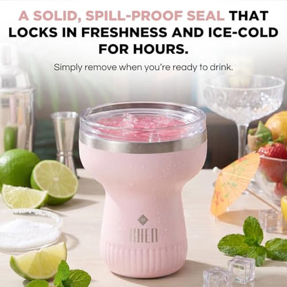 Double Wall Insulated Margarita Tumbler, Cocktail Cup Rose Quartz, 16 oz | Keeps Drinks Cold 12+ Hours, Shatterproof, Portable, Travel Friendly Perfect for Margaritas, Martinis, Cocktails & Mix Drinks - color: Rose Quartz