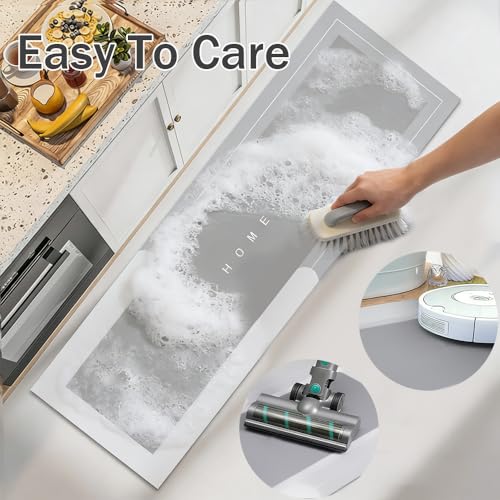 Soft Diatomaceous Earth Bath Mat, Quick Dry Bathroom Mats, Gray Super Absorbent Bath Mat Set, Washable Non Slip Bathroom Rugs, Stone Bath Mats Alternative, 15.74" x 47.24"