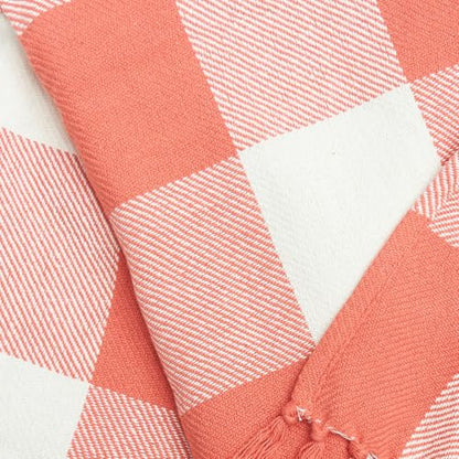 C&F Home Franklin Plaid Coral 100% Cotton Accent Throw Blanket 50" x 60" | Gift Idea