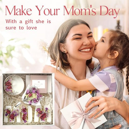 Mother's Day & Birthday Basket for Mom – Luxury Gift Box | With Candle, Ready to Gift, Floral Keepsake, From Daughter or Son