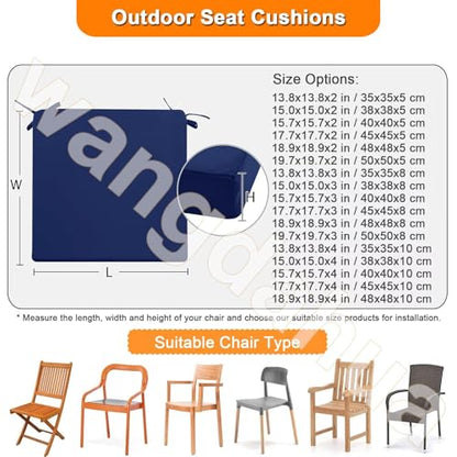 Outdoor Chair Cushions Set of 2 16x16 In, Waterproof Fade Resistant Patio Furniture Cushions, 2 In Thick Sofa Couch Seat Cushion Replacement, Square Chair Pads w/ Ties and Washable Cover, Lake Blue - color: Lake Blue, size: 16x16x2 in