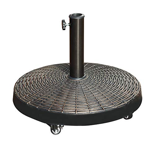 COBANA Patio Umbrella Base with Wheels, Resin Stand Weights, 52lbs, Bronze | Heavy-Duty, Suitable for Outdoor Market Umbrella - color: Bronze