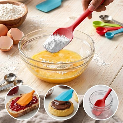 5 Pieces Silicone Spatula Set BPA Free | Rubber Spatula Heat Resistant Essential for Cooking Baking Non Stick Dishwasher Safe Kitchen Tools Multicolor - color: Multicolor